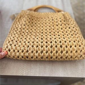 Elegant Tan Woven Tote Bag